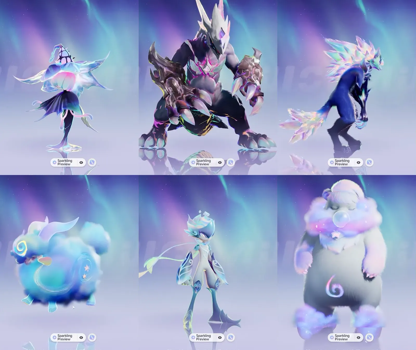 Six Sparkling Prismana previews from Aniimo’s Aniilog: Hexxin, Magmarex and Blazen on the top row, Turbo, Thornblade and Grizbo below