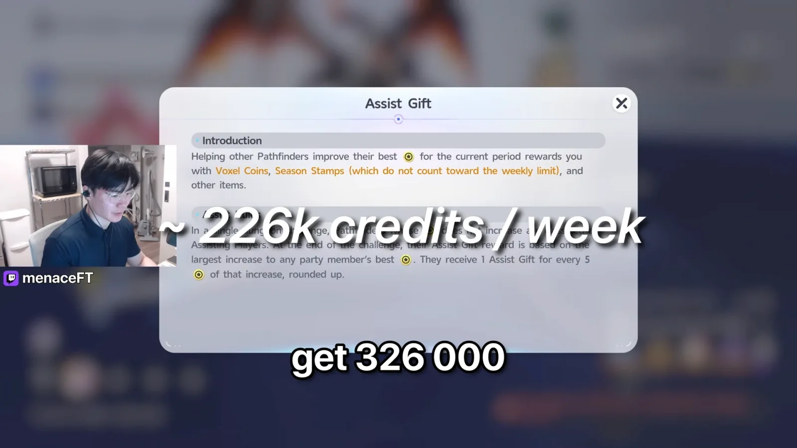 Aniimo Assist Gift rules: helping other Pathfinders raise their best Stars pays Voxel Coins and Season Stamps outside the weekly limit