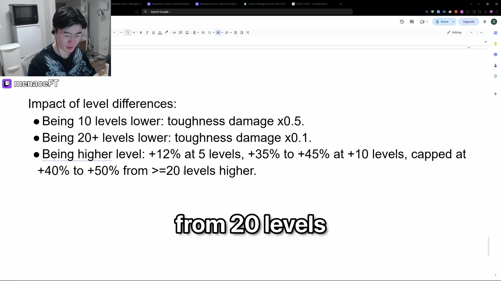 Aniimo impact of level differences: 10 levels lower toughness damage x0.5, 20+ levels lower x0.1, higher level +12% at 5 and up to +50% from 20 levels