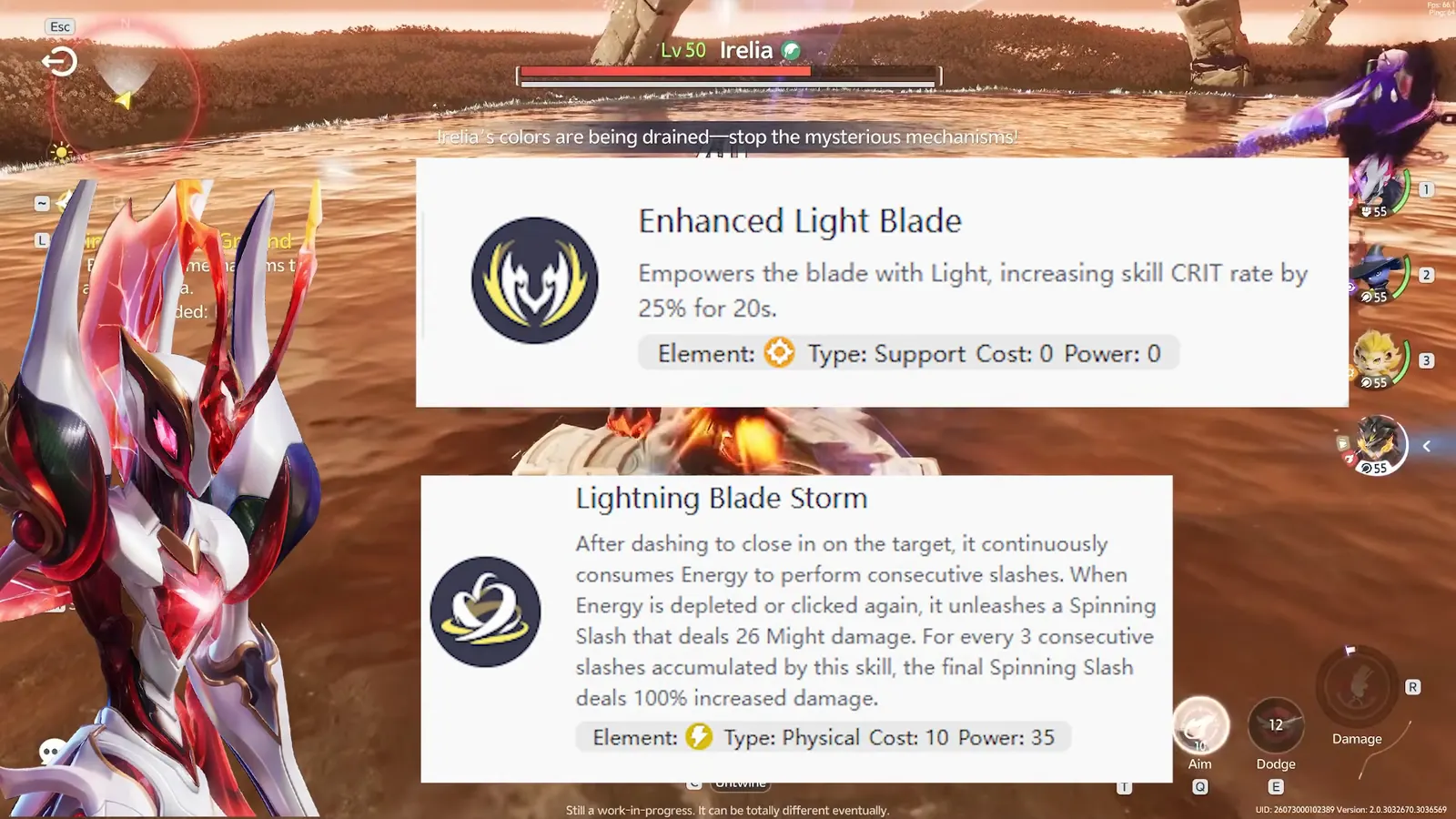 Fulmintis's two core skill cards together: Enhanced Light Blade, 25% skill crit rate for 20 seconds, and Lightning Blade Storm, consecutive slashes ending in a spinning slash