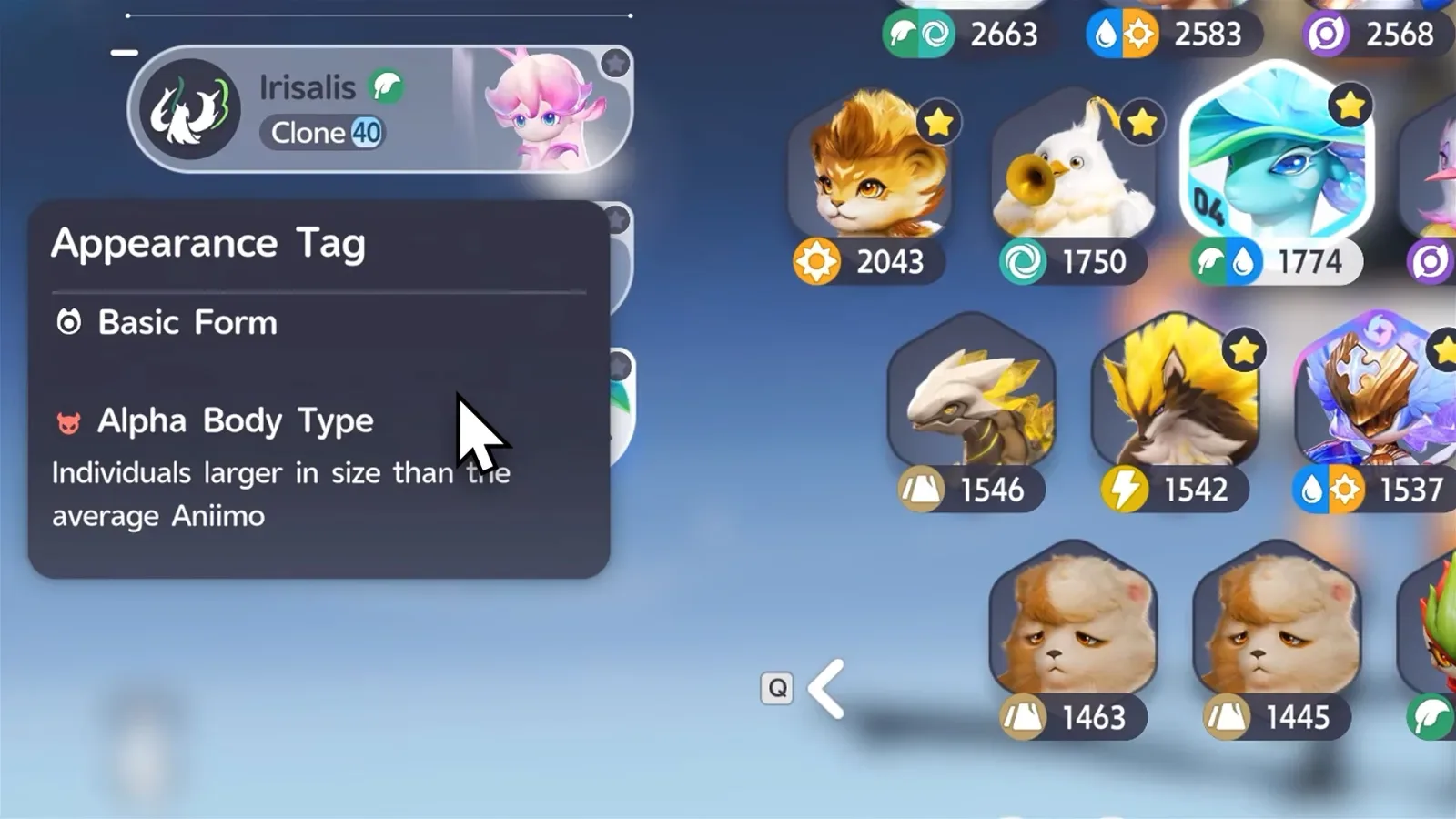 Aniimo Appearance Tag on LEWIS’s Leafy: Basic Form and Alpha Body Type, individuals larger in size than the average Aniimo