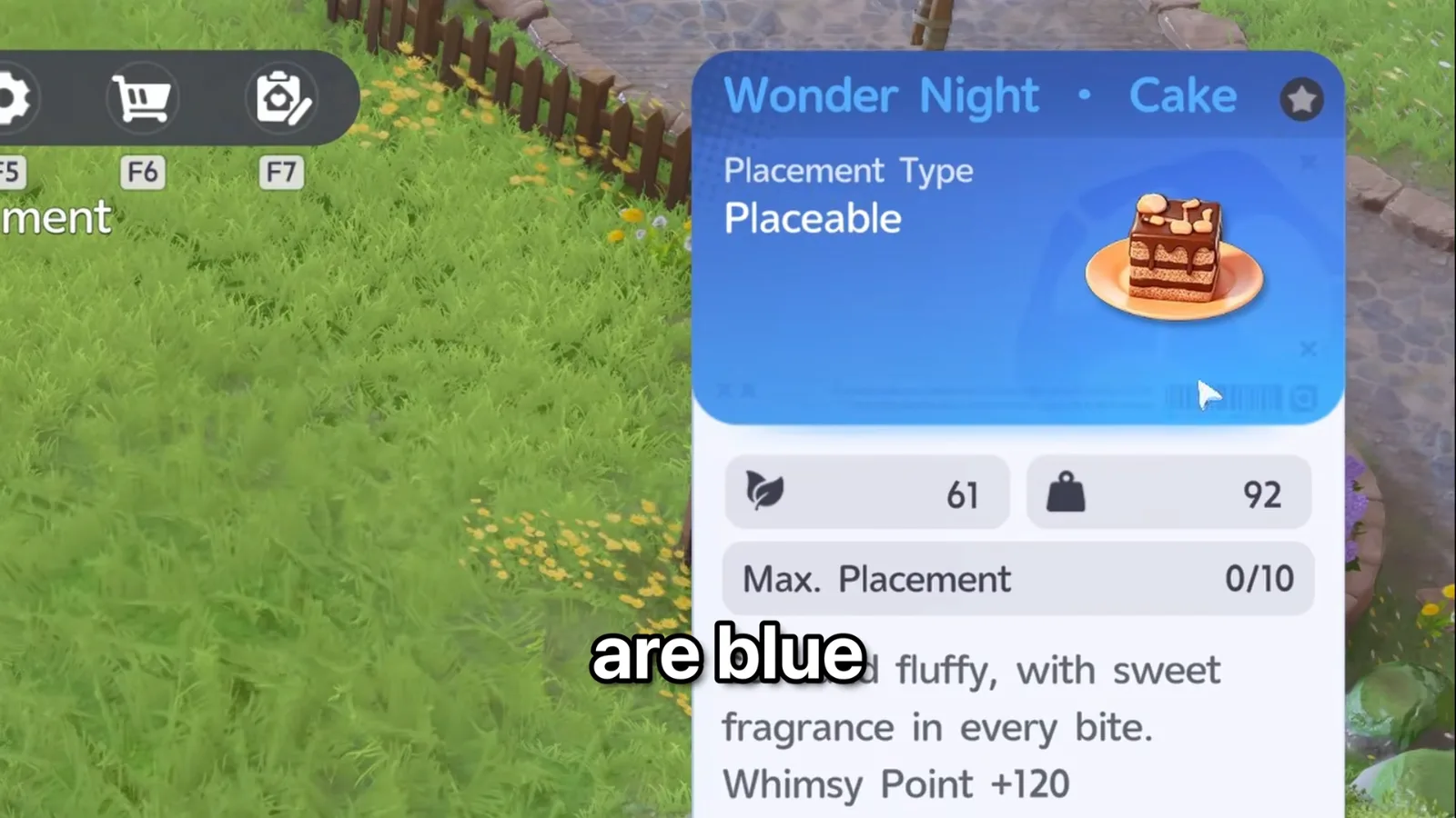 Aniimo Wonder Night Cake placement card in Home edit mode: Placeable, 61 and 92, Max. Placement 0/10, Whimsy Point +120