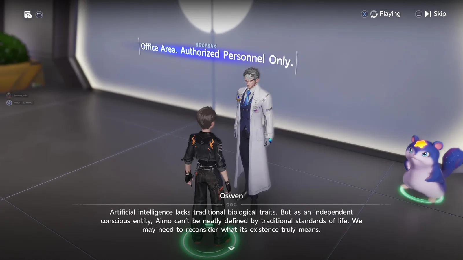 Aniimo Principal Oswen in a white coat: Artificial intelligence lacks traditional biological traits, but Aimo can’t be neatly defined by traditional standards of life