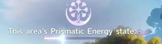 The Aniimo overworld banner reading This area’s Prismatic Energy state Full