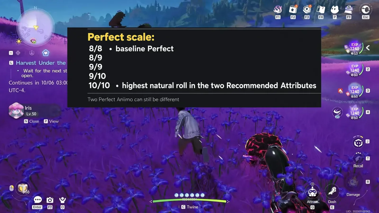 AniimoSync’s Aniimo Perfect scale card listing 8/8 as baseline Perfect, then 8/9, 9/9, 9/10 and 10/10 as the highest natural roll