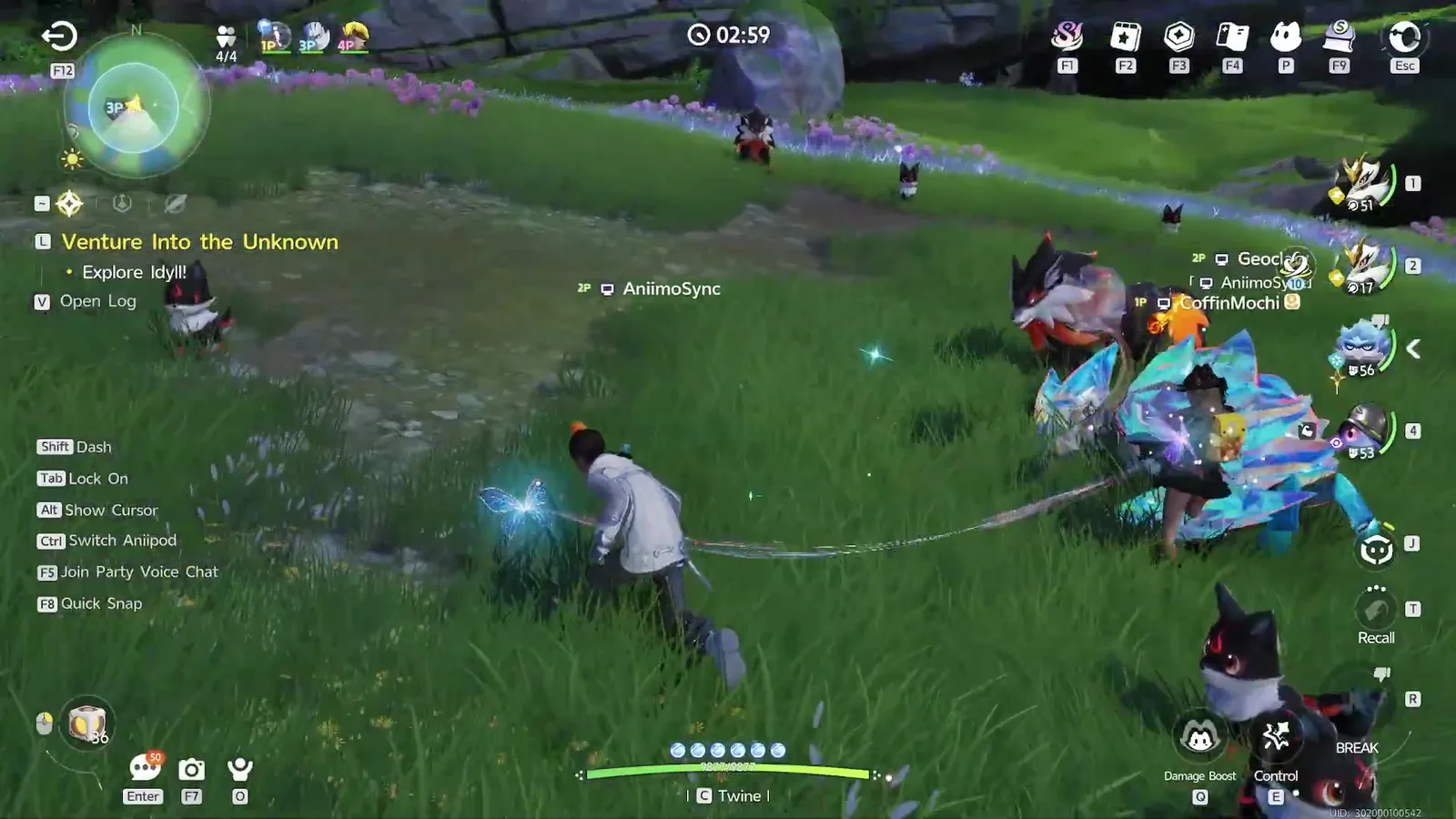 Aniimo co-op Wild Surge in CoffinMochi’s world with AniimoSync in a four-player party and the new 02:59 Bloom timer