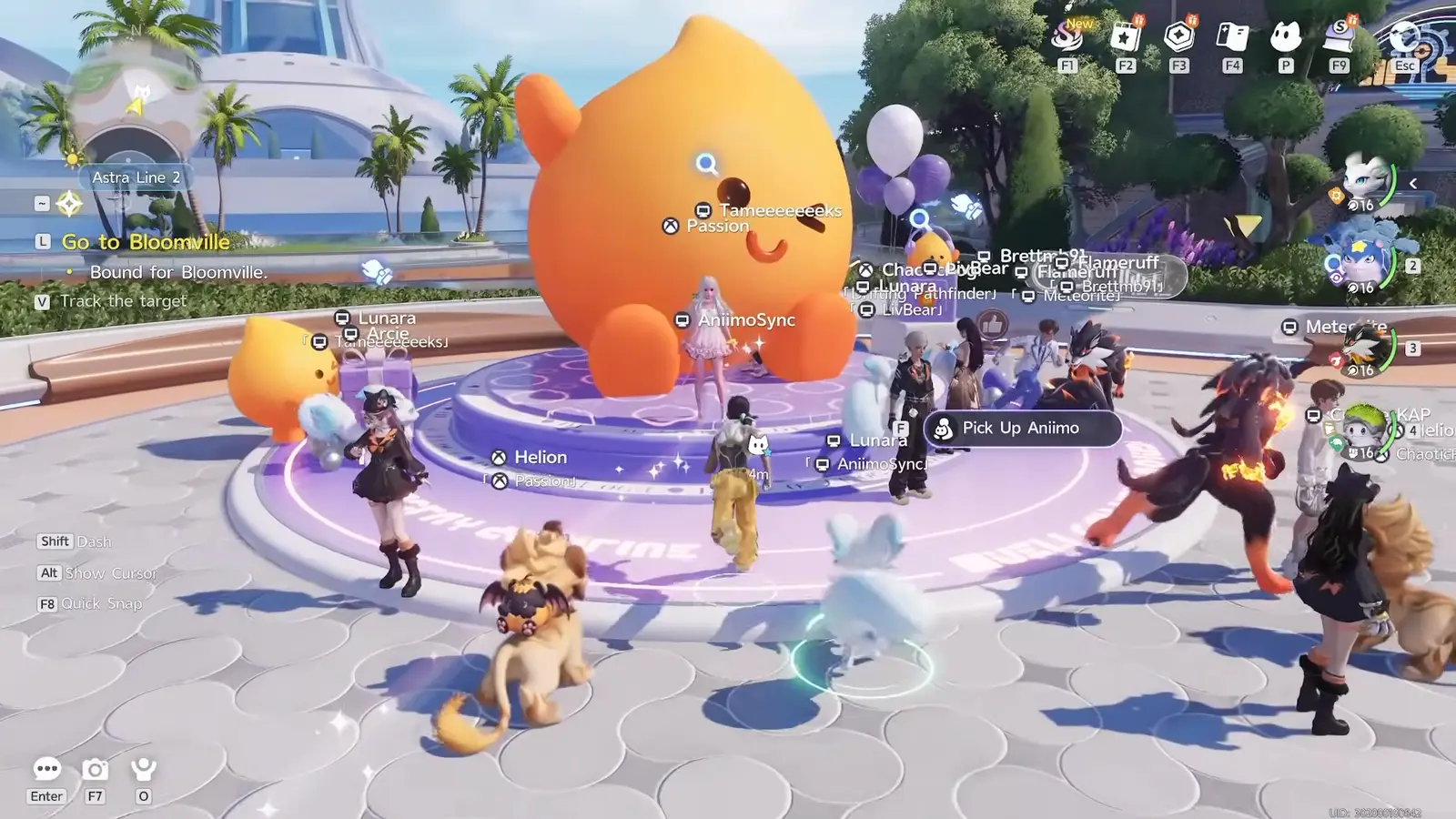 The giant Sparkelf statue in Horizon Square in Astra on launch day, surrounded by players