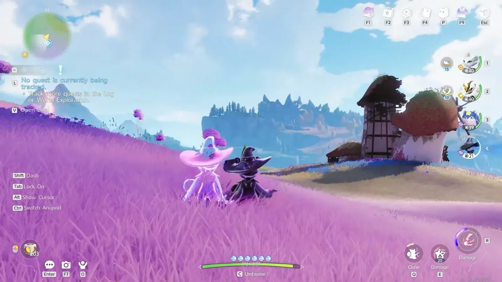 A dark Umbral Stellarys standing beside a pale pink Stellarys in a purple field, the contrast AniimoSync describes