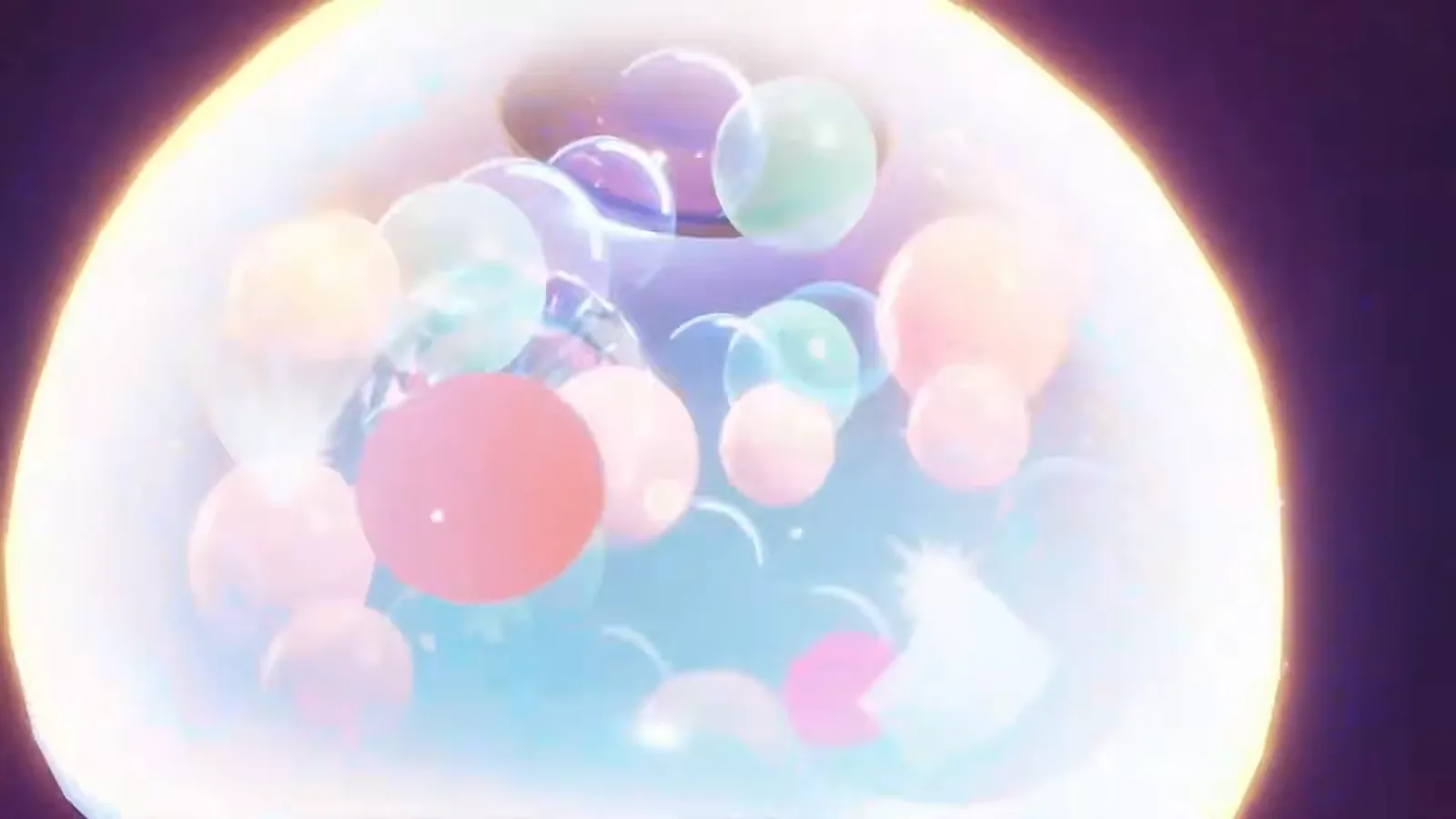 Gachapus’s Super Jackpot in Aniimo’s closed beta, a glowing dome packed with pink, orange, green and blue bubbles filling the screen